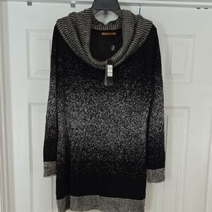 Belldini Black and Gray Cowl Neck Sweater